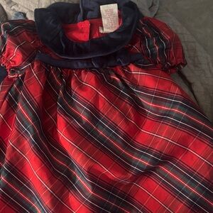 Max Studio Red and Navy Plaid Kids Dress